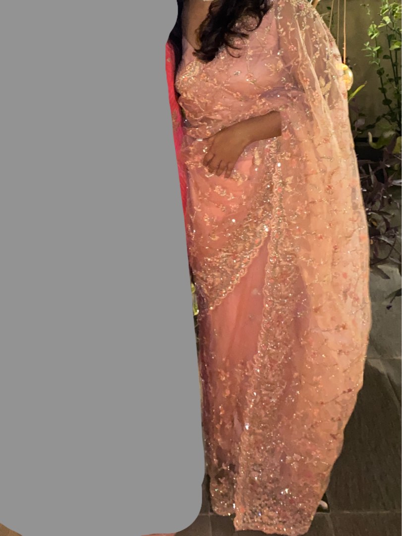 Pink / Peach Saree (RENT ONLY), Women's Fashion, Dresses & Sets,  Traditional & Ethnic wear on Carousell