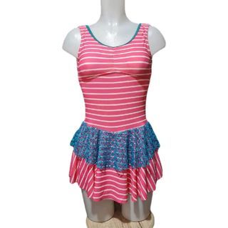 Pink Stripes One Piece Swim Dress Size Medium B60729202203