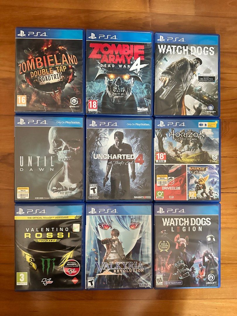 PS4 game Zombieland double tap / Zombie army / Watchdogs / Until Dawn /  Unchartered 4 / Horizon zero dawn + Driveclub / Valentino Rossi / Valkyria  evolution / Watchdogs legion, Video Gaming, Video Games, PlayStation on  Carousell