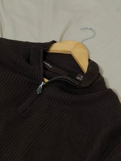Quarter Zip Knitwear Sweater - Dark Brown
