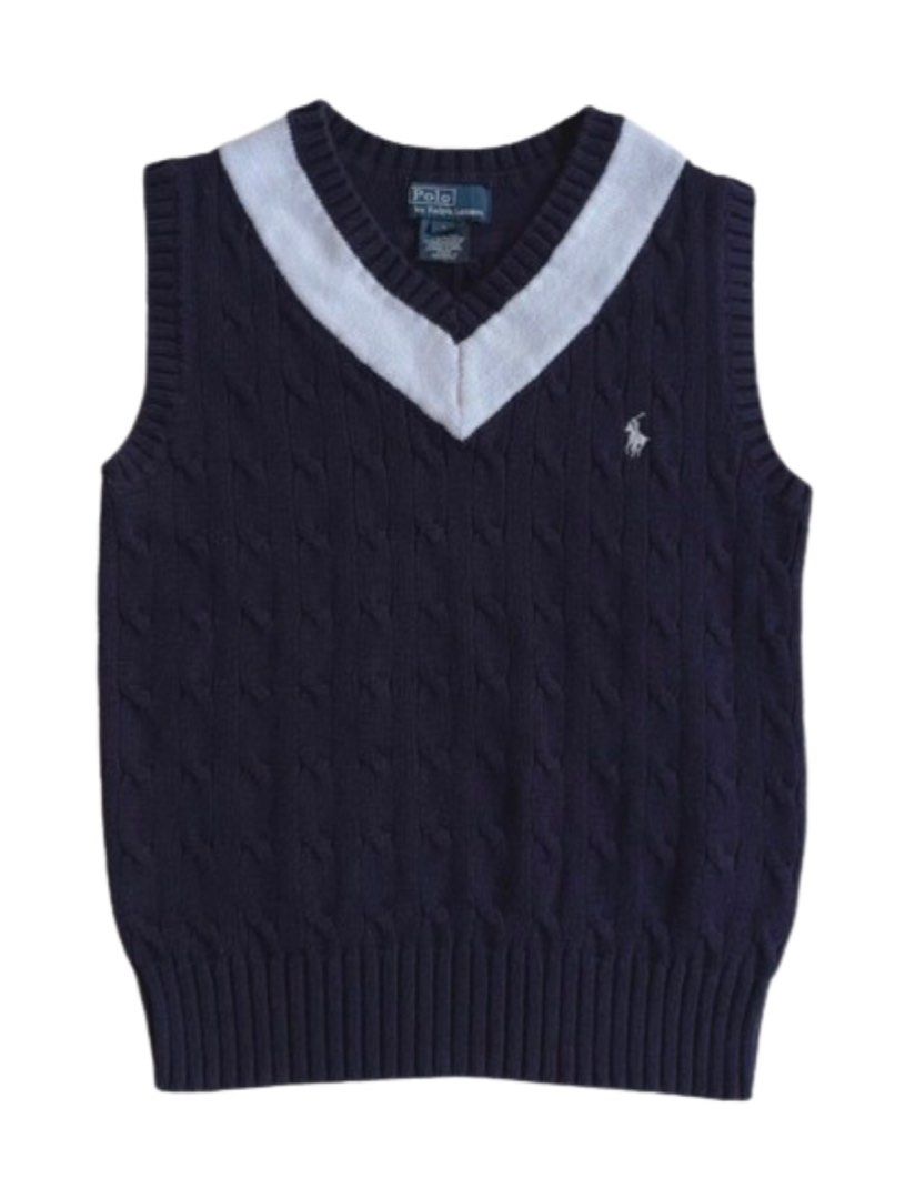 Cable-knit cotton sweater vest in blue - Polo Ralph Lauren