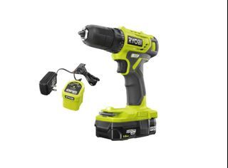 RYOBI PDD209K 18V Cordless 3/8 in. Drill/Driver Kit with 1.5 Ah Battery and Charger (converted to 220V), 3/8 in. 2-sleeve chuck, 24-position clutch adjusts the torque output to control the depth of the screw or fastener, Brand new in box.