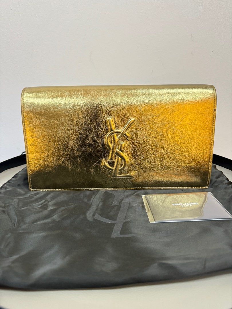 Ysl gold metallic clutch new arrivals