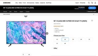 Samsung 50" Crystal UHD 4K CU7000 Smart TV UA50CU7000GXXP