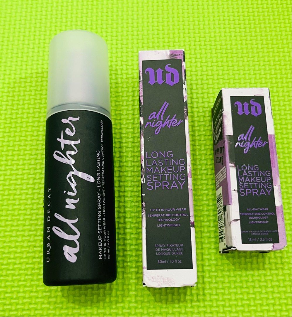 SOLD PER PIECE-MAKEUP SETTING SPRAY (Category: Makeup) located in Makati City. Submitted by cashfrancefashioncosmetics_ph (Listing ID 1291190286, Image 1). Description: URBAN DECAY MAKEUP SETTING SPRAY ALL IS NOT SEALED SIZE WITH BOX. 118ml. 👉2150 30ml. 👉1650 15ml. 👉850 NO BOX 118ML. 👉 2150 30ML. 👉1550 15ml. 👉750 AUTHENTIC FROM US SEPHORA ALL IS NEW STOCKS PM FOR MORE DETAILS .