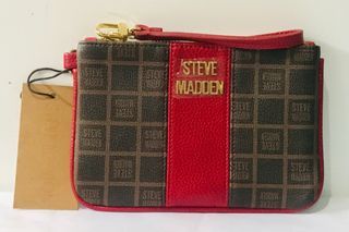 STEVE MADDEN BCARTER BROWN / RED CLUTCH WRISTLET WALLET