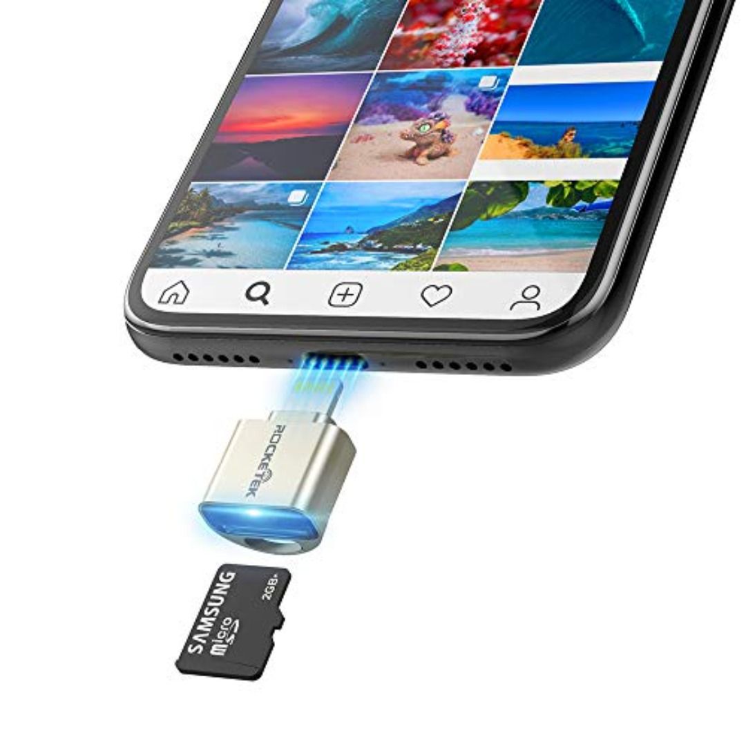 TF Card Reader for iPhone pad, Rocketek Micro SD Card Adapter Aluminum
