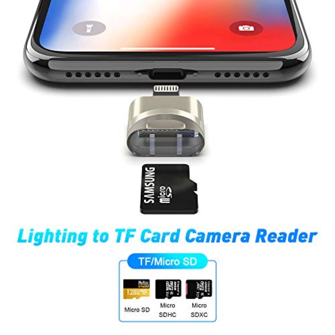 TF Card Reader for iPhone pad, Rocketek Micro SD Card Adapter Aluminum