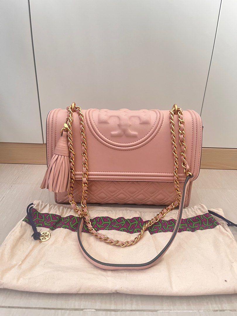 Tory Burch Fleming Medium Shell Pink, Barang Mewah, Tas Dompet
