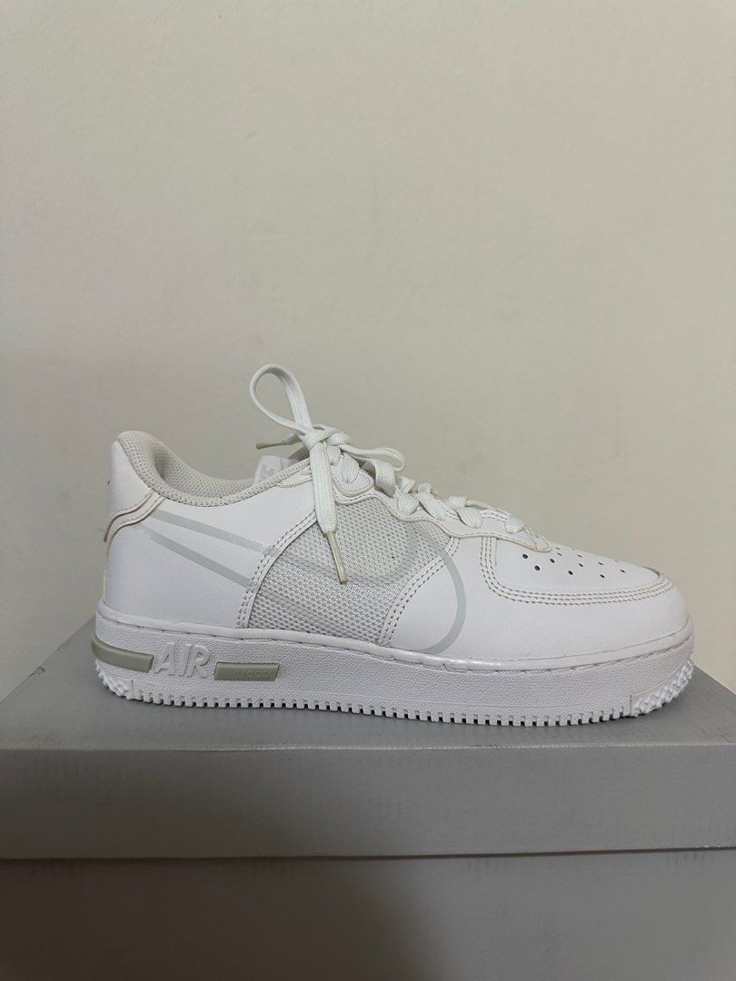 US 4.5Y 5.5Y Nike Air Force 1 Low Cut Top React SU White Summit Pure Platinum AF1 Forced One Women s Fashion Footwear Sneakers on Carousell