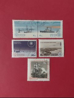 USSR Russia 1965 Stamps ( old issues ) :  Conquest of the Arctic & Antarctic , complete set of 5 v .