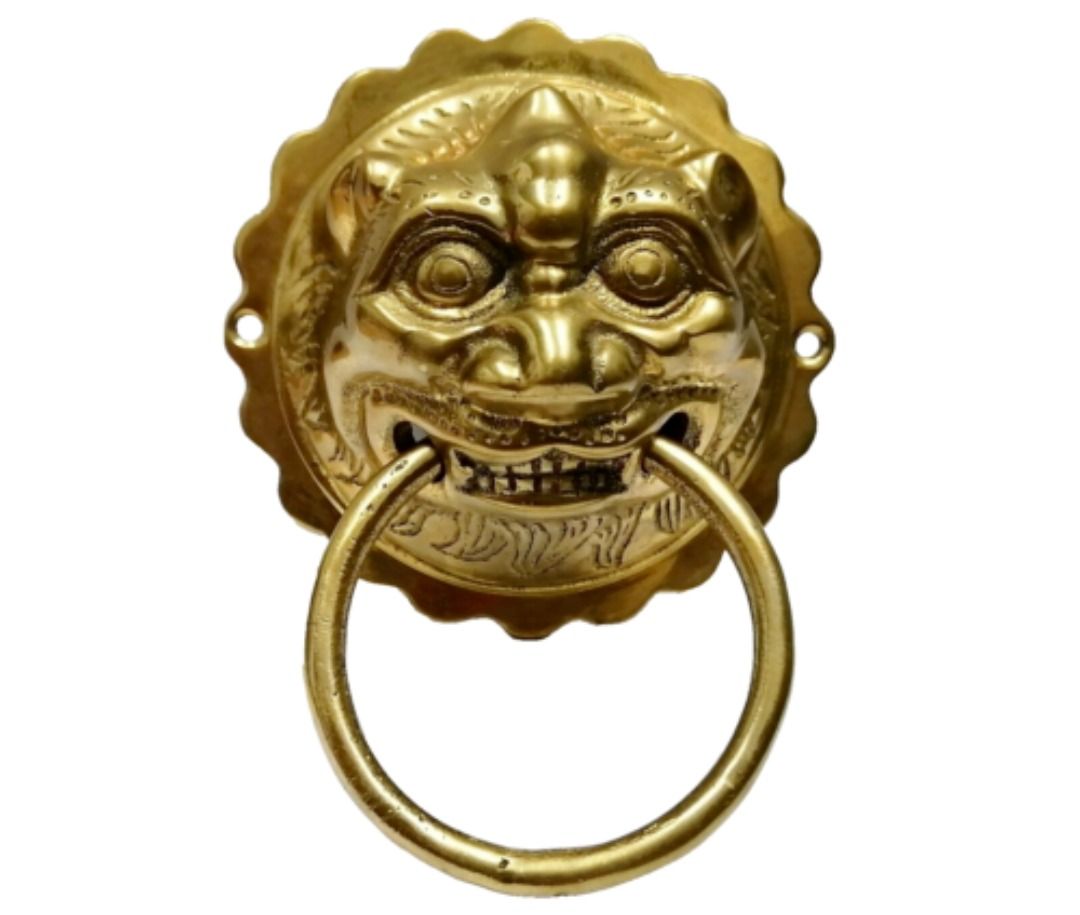 Vintage Sino Tibetan Foo Lion Brass Door Knocker