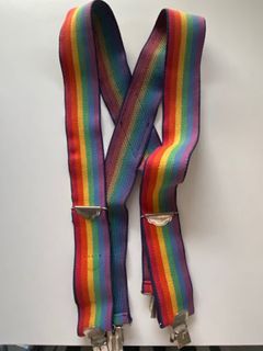 vintage rainbow suspenders jumper retro accessory for clothes clip on elastic suit
