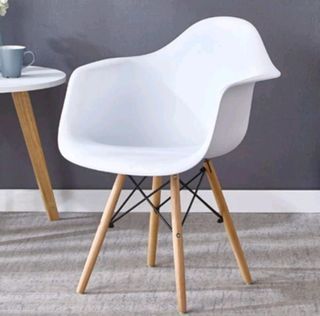 White Scandinavian Nordic Eames Chair with Arm Rests