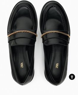 Zara chain black loafers