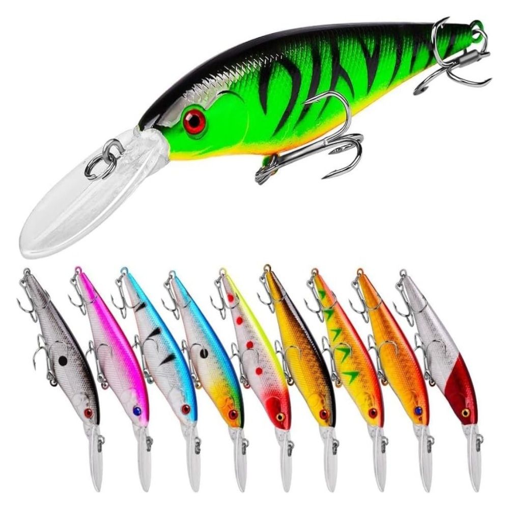 10 Pack Fishing Lures Hard Baits, 3D Eyes Minnow Fishing Lures