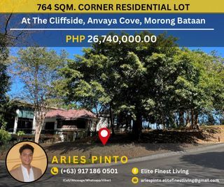 764 sqm. Corner Residential Lot at The Cliffside, Anvaya Cove, Morong Bataan