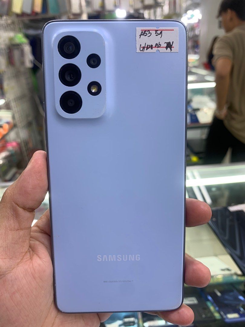 A53 5g (128gb) (Category: Samsung) located in Manila. Submitted by arzillah (Listing ID 1291458069, Image 1). Description: Samsung A53 5g 128gb Factory unlock Good as new 100% smooth No issue All working Open for COD/COP + SF Manila area (sameday delivery) Province area (via LBC) required DP to avoid cancellations Physical store: Greenhills Shopping Center, 2ndfloor ,stall#: XD 16 (Arzillah Gadgets Shop) Contact#: 09482217224 Page: Arzillah Gadge