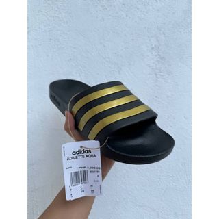 adidas Adilette Aqua Slides - Black Gold - EG1758
