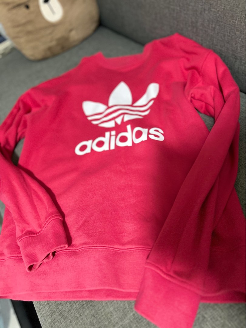 Hot pink adidas sweatshirt new arrivals