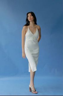 Araw Bias Slip Dress in Off White