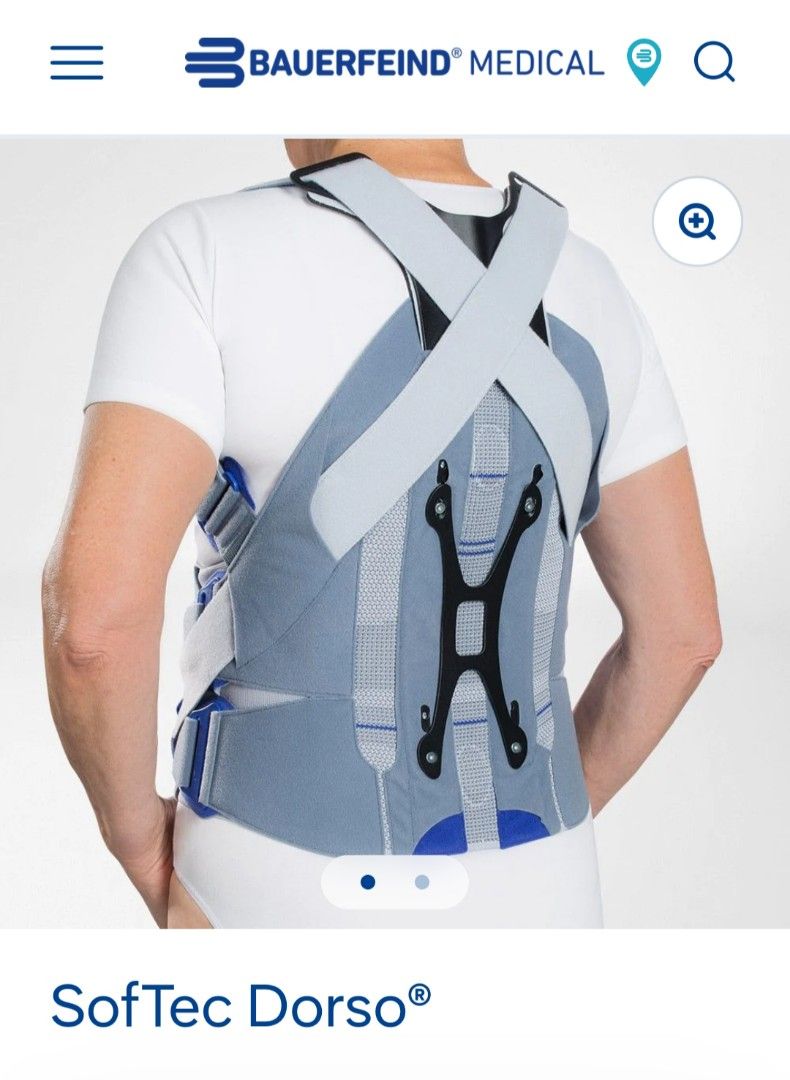 Bauerfeind SofTec Dorso Back Brace [e1] (Category: Braces, Support & Protection) located in Singapore. Submitted by butaro_san (Listing ID 1291397301, Image 1). Description: Used a few times. Original price is > 1k Buyer to self-collect from Havelock MRT or add 5.00 for delivery by courier..