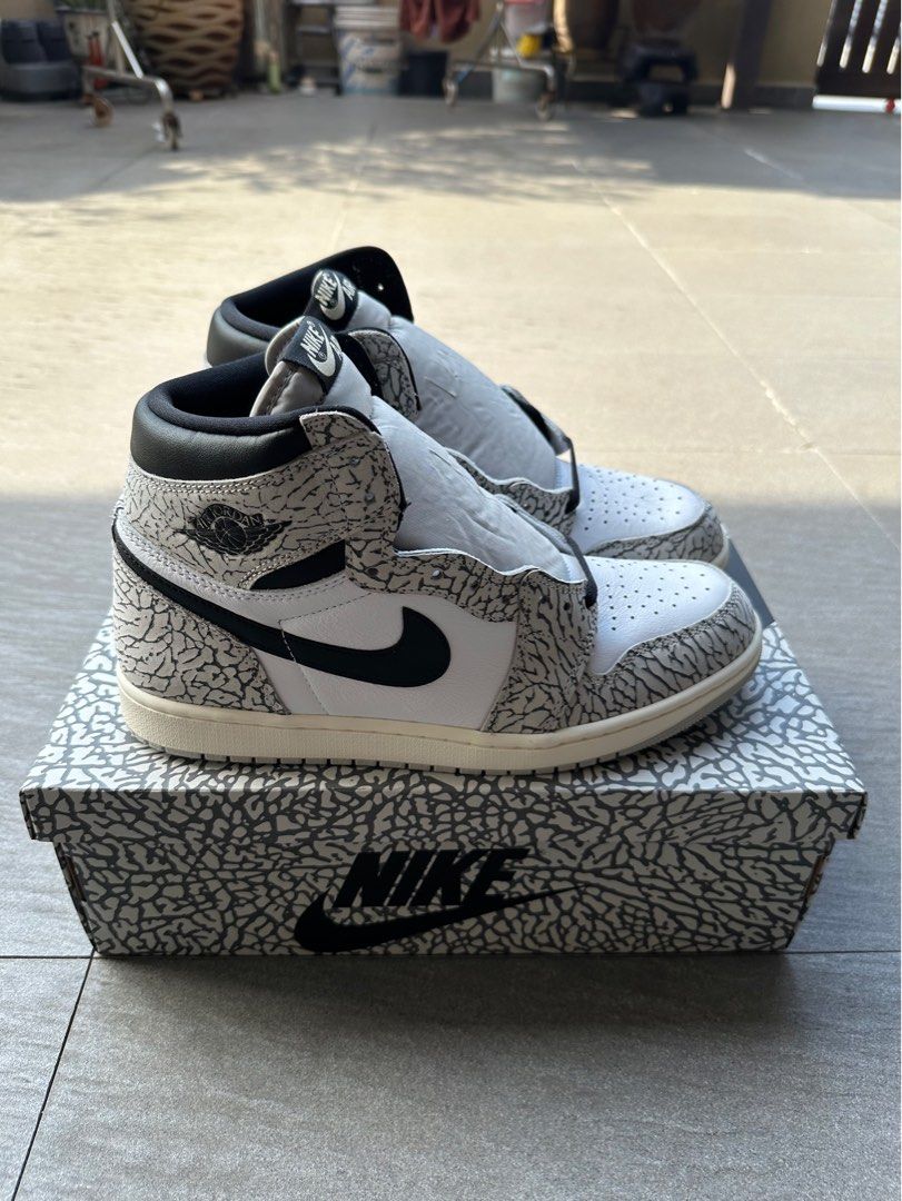 Below RETAIL AJ1 High White Cement Men s Fashion Footwear Sneakers on Carousell