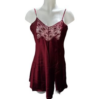 BRAND NEW VICTORIAS SECRET lingerie nightgown gown maroon red sexy lace spaghetti dress