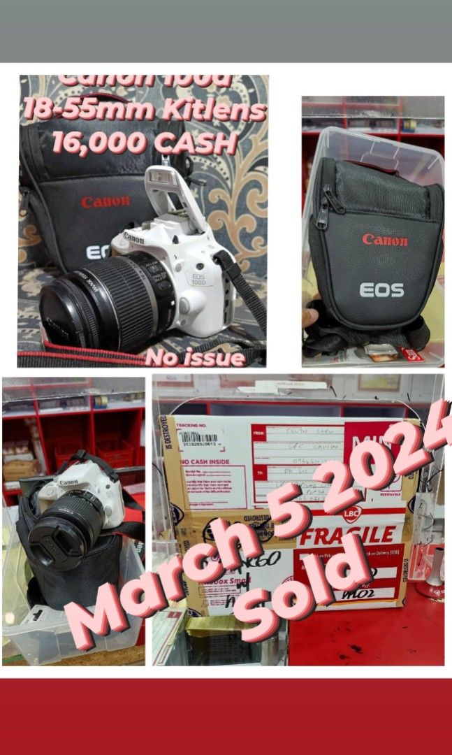 Canon 100d Touching Screen (Category: Cameras) located in Caloocan City. Submitted by mr.carlo_dslr_laptop (Listing ID 1290090181, Image 1). Description: Canon 100d DSLR camera Touchscreen 18megapixel No issue No vignet With autofocus With flash 18,000 Cash 18*000 Cash No issue We offer Cod Cop LBC +500 Ship Fee only 18,000 cash Monumento.