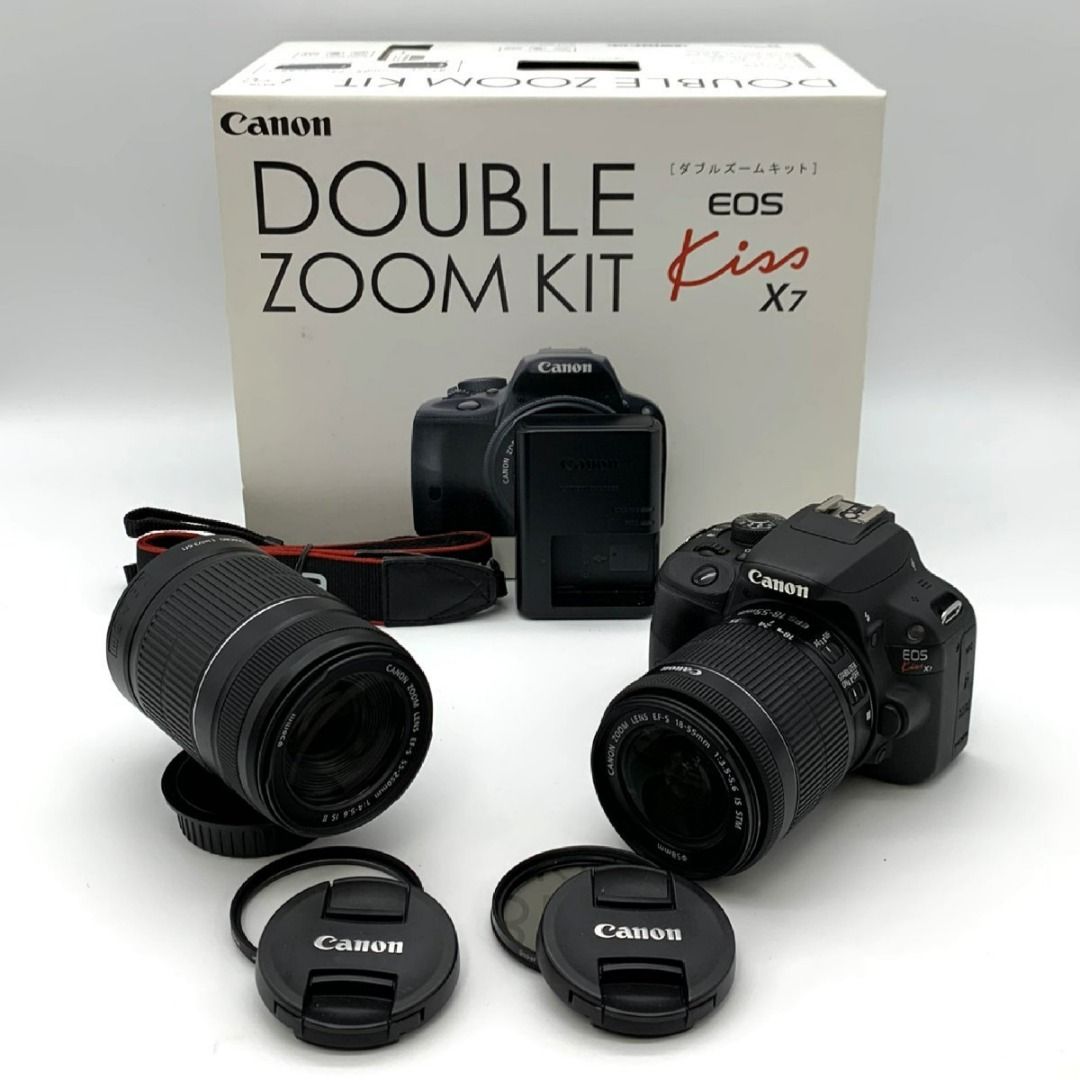 国内即発送 Canon EOS Today Kit Kiss X7 DOUBLE ZOOM KIT カメラ