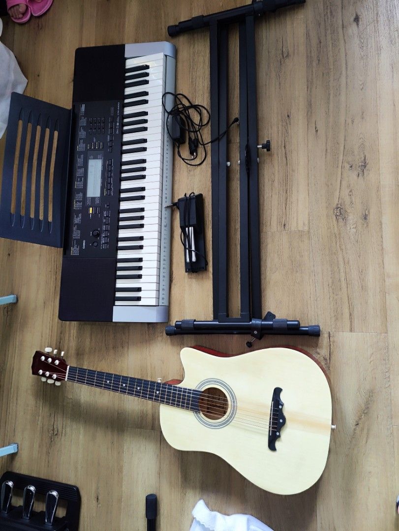 Casio CTK 4400 61 Key Portable Keyboard with Stand Music Stand Manual Song Book Pedal and Bonus 38 Inch Guitar worth 60