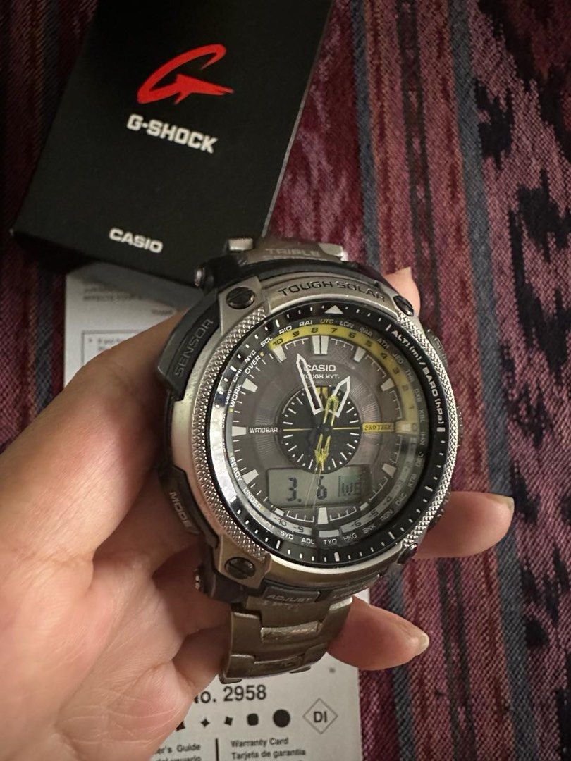 Jam Casio ProTrek Atomic Triple Sensor Analog Digital PRW 5000T Titanium Tough Solar