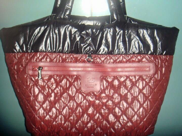 Chanel Cocoon Maxi (Category: Luxury Bags & Wallets) located in Quezon City. Submitted by karma_para_sa_bogus (Listing ID 1291375376, Image 2). Description: Authentic Chanel XL Oversized Cocoon Bag. 19in length; 18in height; 8in width. Black nylon material. Bordeaux nylon lining. Reversible 2in1 bag. Silver hardware. Complete with dustbag, authenticity sticker, cards and tags. Nice travel and weekender bag. Retails for 110,000php. Selling this fo