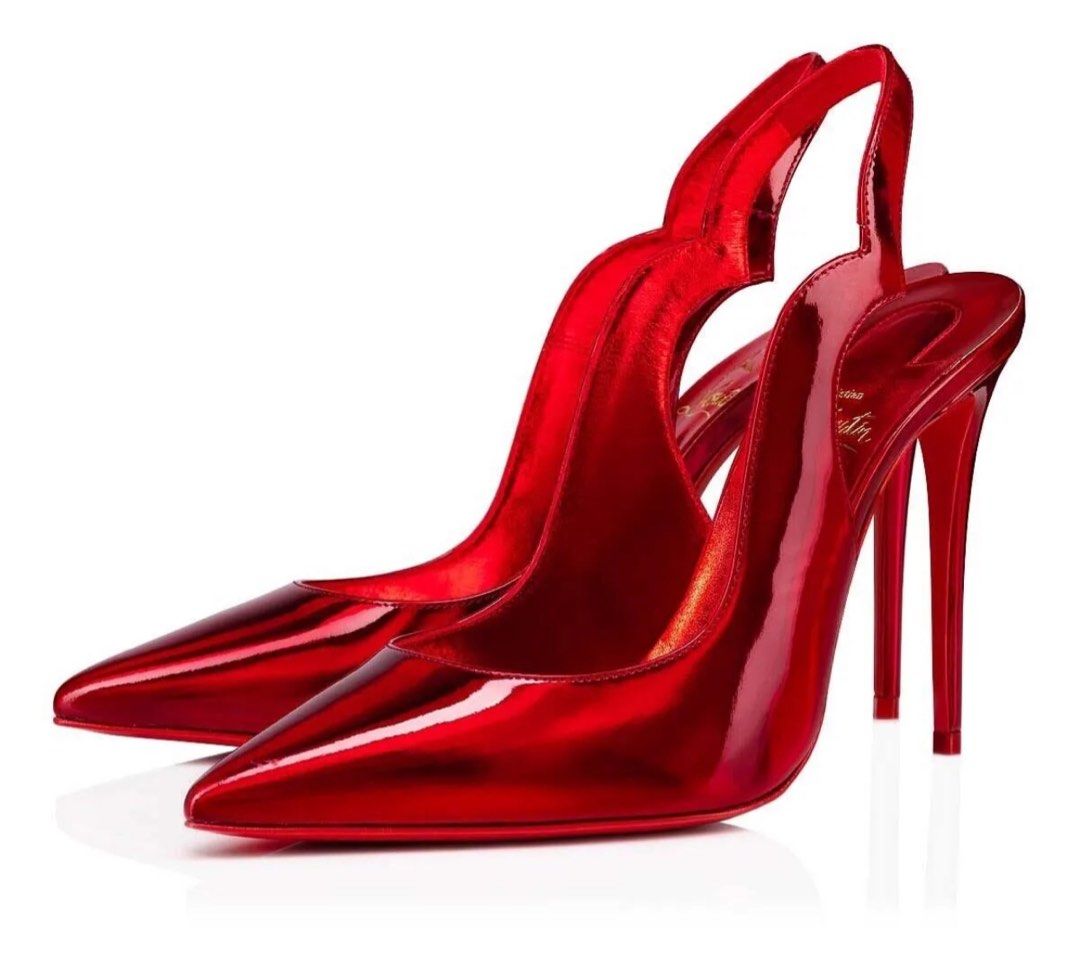 Christian Louboutin Hot Chick Sling 100 Red Loubi Patent Christian Louboutin Hot Chick Sling 100 Red Loubi Patent