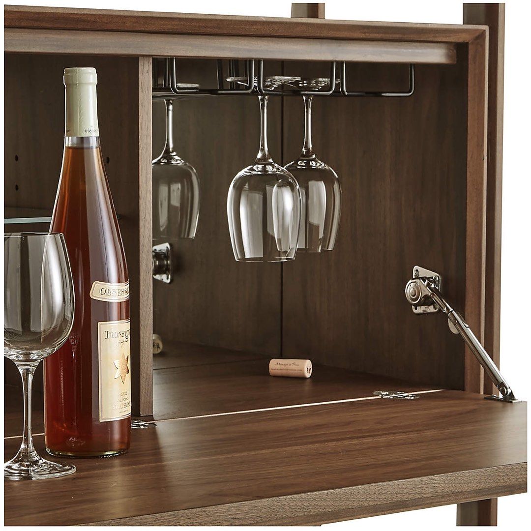 Crate Barel walnut tate bookshelf with bar cabinet Furniture
