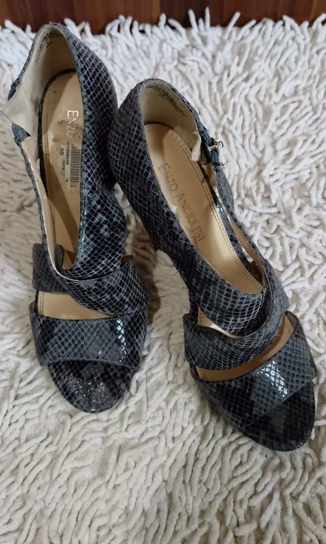 ENZO ANGIOLINI Snakeskin Strapped Heels Women s Fashion Footwear