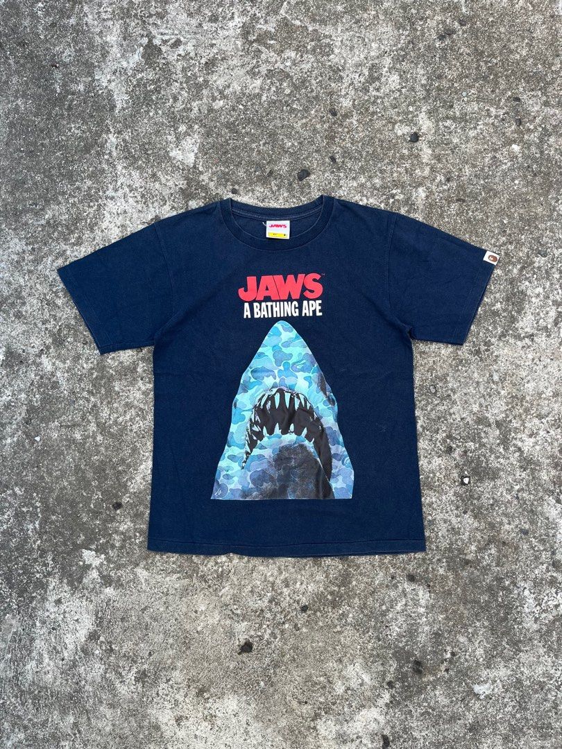 Jaws X A Bathing Ape Collaboration Men s Fashion Tops Sets Tshirts Polo Shirts on Carousell