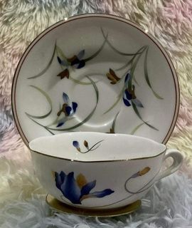 Koransha Original Elegance Goods Mix Match Brand Green Leaves Blue Gold Flower Porcelain Teacup and Saucer with Backstamp, 1duo available - P275.00 duo