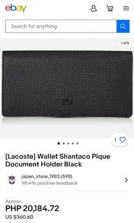 Lacoste Wallet Shantaco Pique Document Holder Black