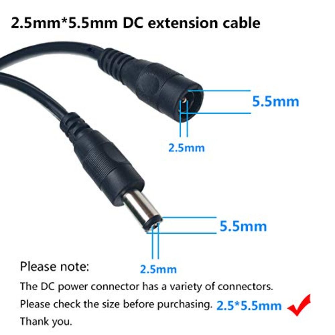 Liwinting 5m/16.4ft DC Extension Cable 5.5mm x 2.5mm Male to Female
