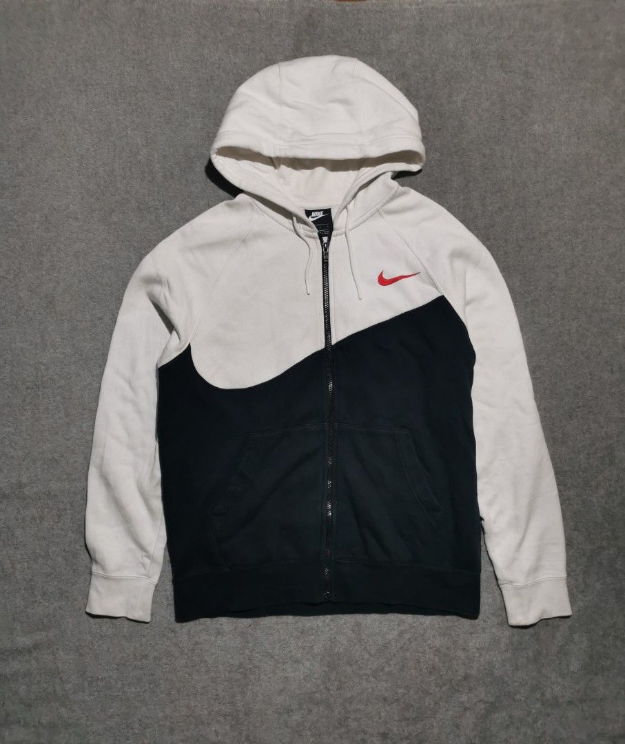 Nike Swoosh full zip hoodie jacket (Category: Coats, Jackets and Outerwear) located in Lapu Lapu. Submitted by cryptocoryne (Listing ID 1291461188, Image 1). Description: Nike Swoosh full zip hoodie jacket large on tag 22.5x27 excellent condition minor issue dot stains see last pics.. not noticeable.