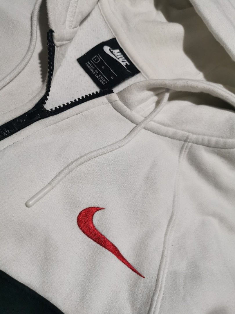 Nike Swoosh full zip hoodie jacket (Category: Coats, Jackets and Outerwear) located in Lapu Lapu. Submitted by cryptocoryne (Listing ID 1291461188, Image 3). Description: Nike Swoosh full zip hoodie jacket large on tag 22.5x27 excellent condition minor issue dot stains see last pics.. not noticeable.
