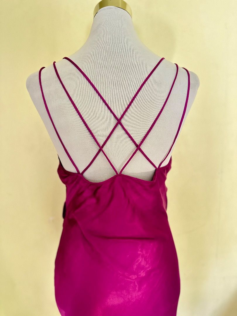 NW ZARA Bloggers Favorite Purple Satin Slip Midi Cocktail Dress, Women's  Fashion, Dresses & Sets, Dresses on Carousell