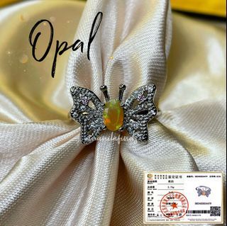Opal butterfly ring w/ certificate of authenticity