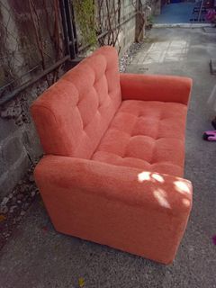 Peach Two Seater Corduroy Sofa Chair