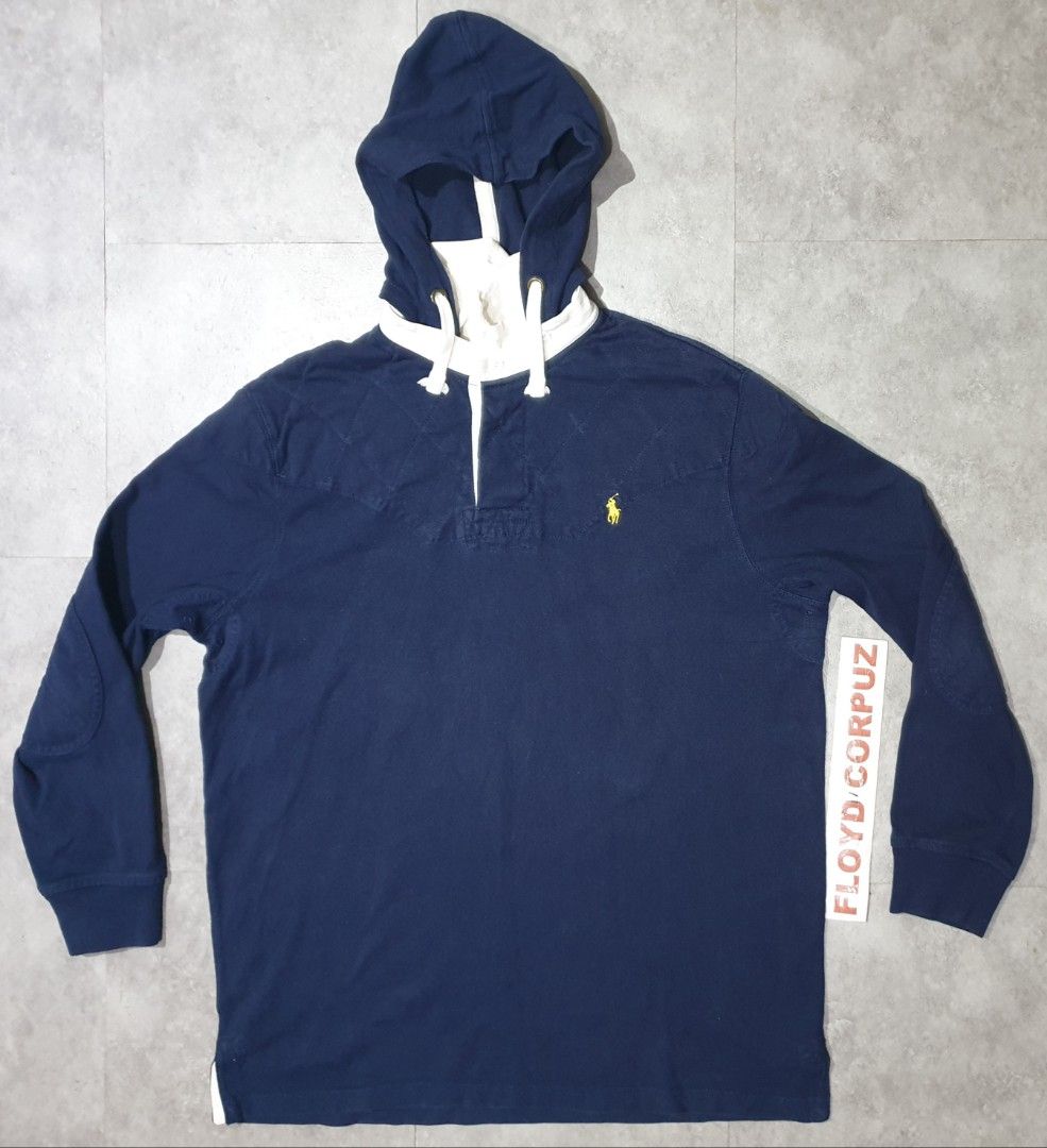 Ralph lauren rugby longsleeve with removable hoodie Men s Fashion Coats Jackets and Outerwear on Carousell