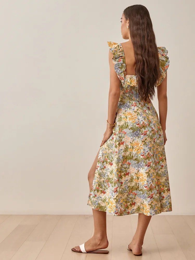 Reformation Amethyst Floral Linen Dress (US 2), , & , - Carousell