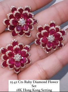 Ruby diamond flower set