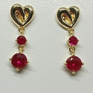Ruby Earrings. 18k Gold plated Platinum.