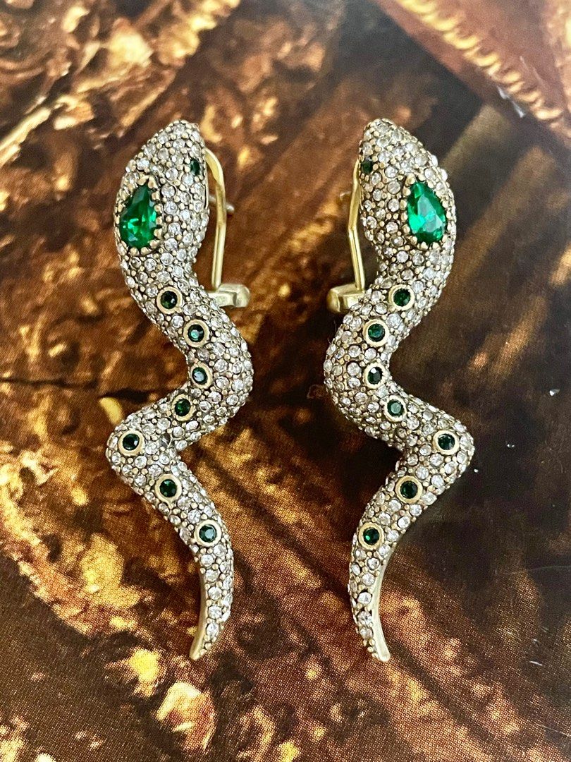Signed Gucci Embellished Snake Earrings Women s Fashion Jewelry